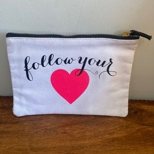 Canvas cosmetic/travel bag. “follow your 🩷”.